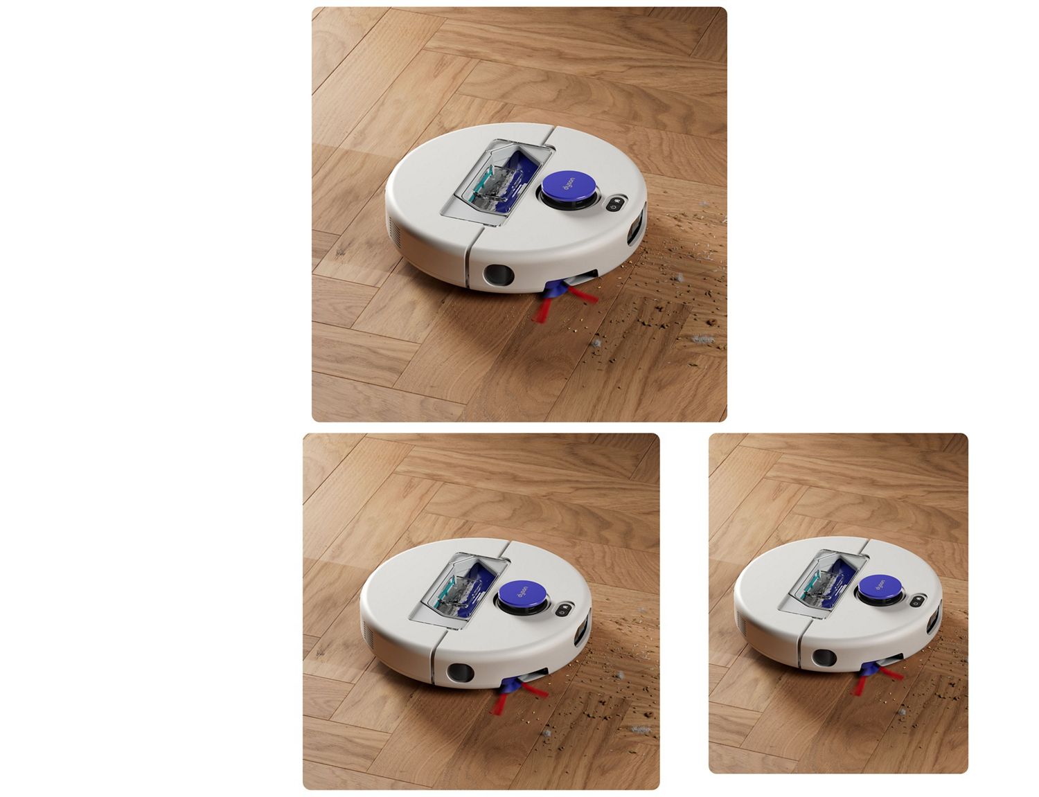 寄木張りの床で使用中のDyson R1 Nurovi ロボット